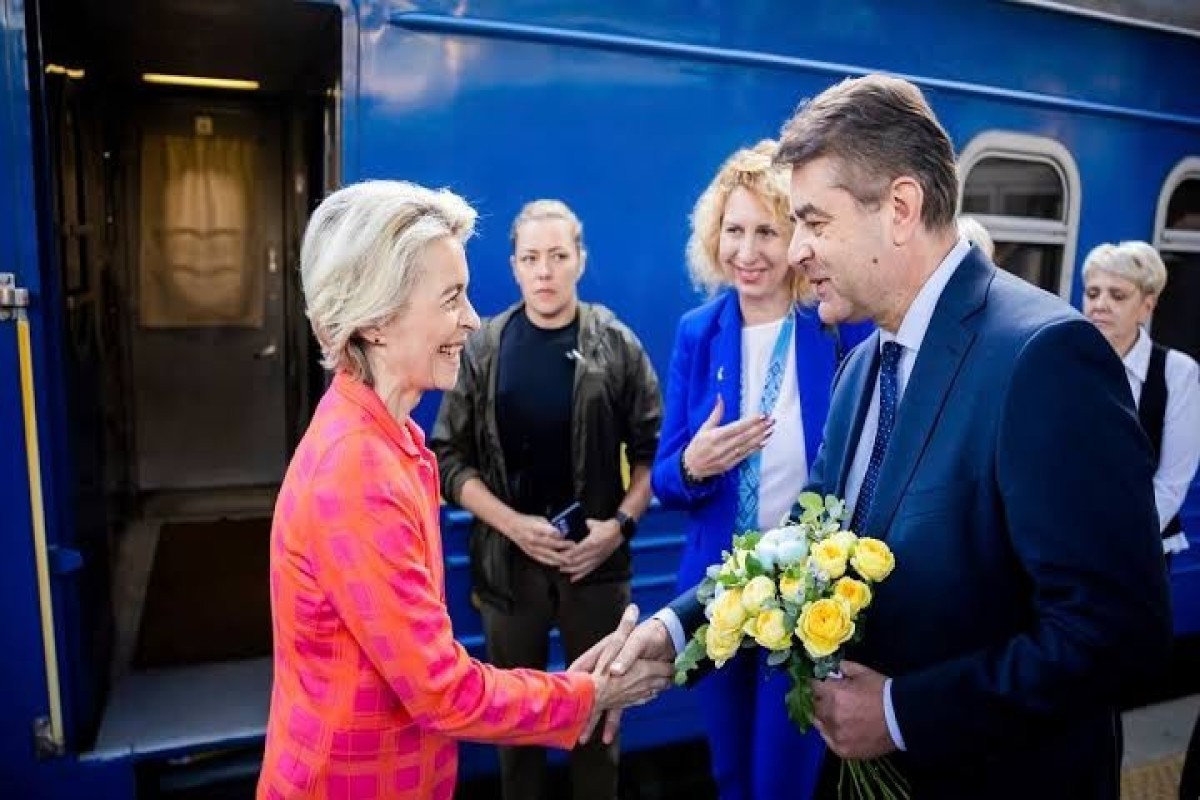 European Commission President Ursula von der Leyen arrives in Ukraine