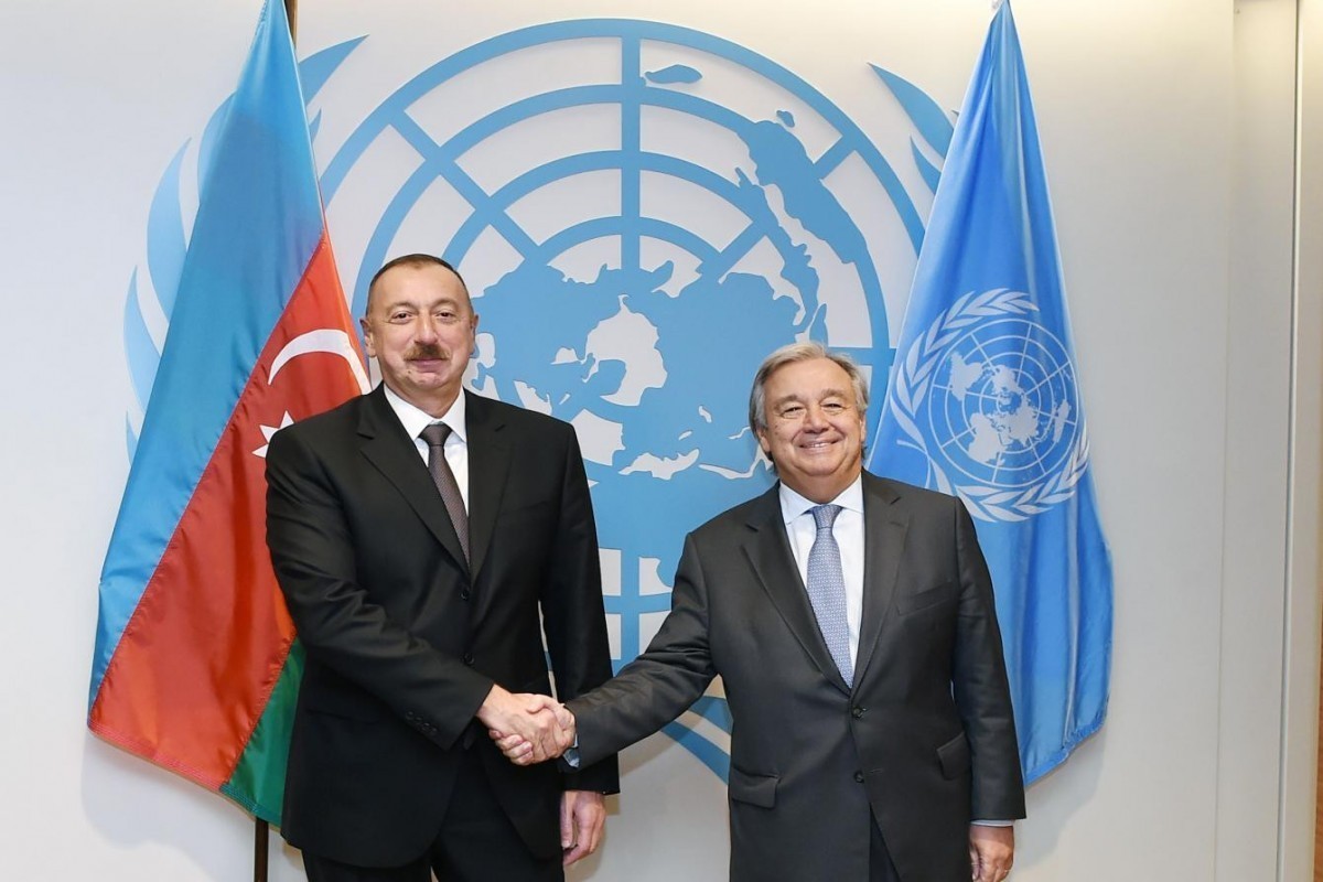 Ilham Aliyev, President of the Republic of Azerbaijan, United Nations Secretary-General António Guterres