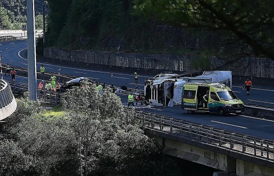 Five police officers killed in freeway crash in northern Spain