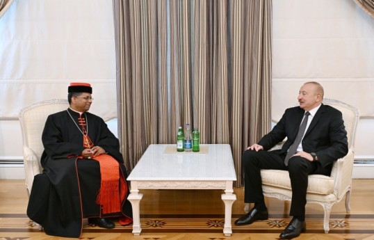 George Jacob Koovakad, Prefect of the Dicastery for Interreligious Dialogue of the Holy See and President of the Republic of Azerbaijan Ilham Aliyev