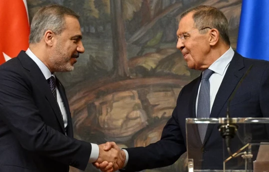 Russian Foreign Minister Sergey Lavrov and Hakan Fidan, Turkish FM