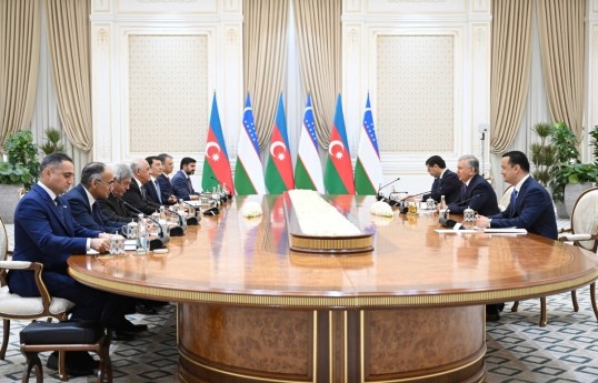 PM Asadov meets Uzbek President Shavkat Mirziyoyev in Tashkent