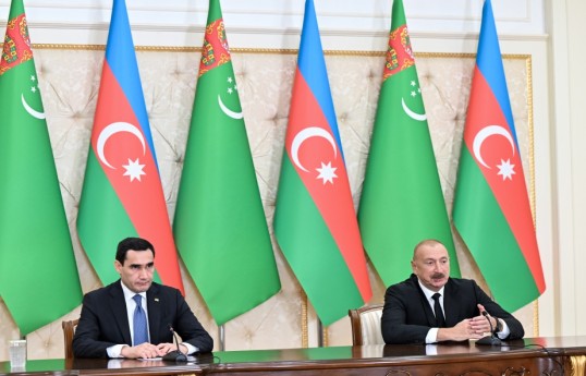 President of Turkmenistan Serdar Berdimuhamedov, Ilham Aliyev, President of the Republic of Azerbaijan