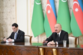 Presidents of Azerbaijan and Turkmenistan delivered press statements-PHOTO  - UPDATED 