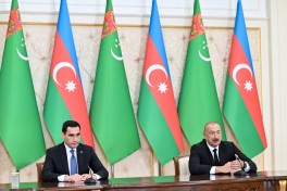 Presidents of Azerbaijan and Turkmenistan delivered press statements-PHOTO  - UPDATED 