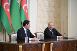 Presidents of Azerbaijan and Turkmenistan delivered press statements-PHOTO  - UPDATED 