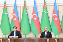 Presidents of Azerbaijan and Turkmenistan delivered press statements-PHOTO  - UPDATED 