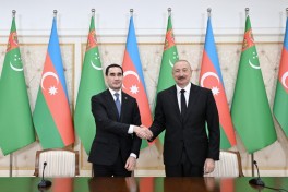 Presidents of Azerbaijan and Turkmenistan delivered press statements-PHOTO  - UPDATED 