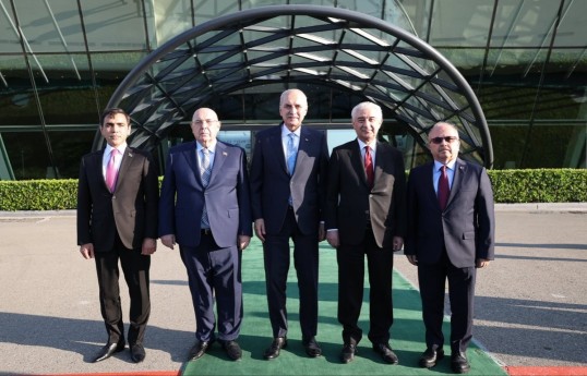 Speaker of Türkiye's parliament arrives in Azerbaijan