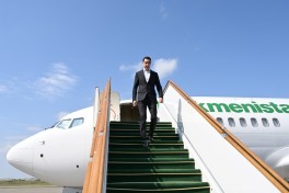 Turkmen President arrives in Azerbaijan's Fuzuli