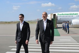 Turkmen President arrives in Azerbaijan's Fuzuli