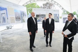 Presidents of Azerbaijan and Turkmenistan visit construction site of Shusha Mosque