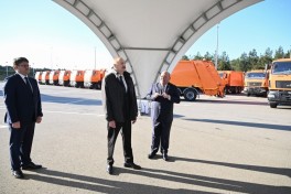 President Ilham Aliyev inspected household waste collection vehicles in Baku