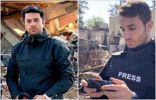 CNN Türk correspondent Emrah Çakmak and cameraman Halil Kahraman