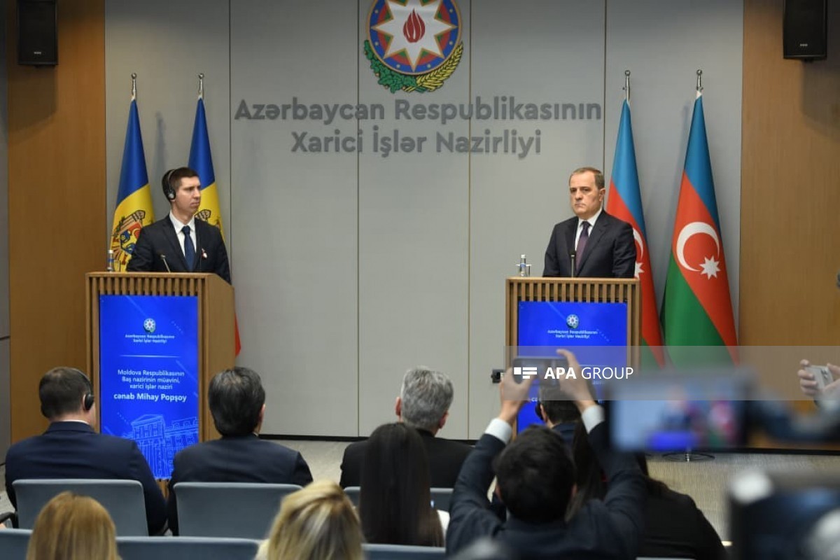 Deputy Prime Minister and Minister of Foreign Affairs of the Republic of Moldova Mihai Popșoi, Jeyhun Bayramov, Azerbaijani Foreign Minister