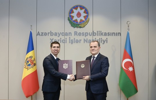 Mihai Popșoi, Deputy Prime Minister and Minister of Foreign Affairs of the Republic of Moldova and Jeyhun Bayramov, Azerbaijani Foreign Minister