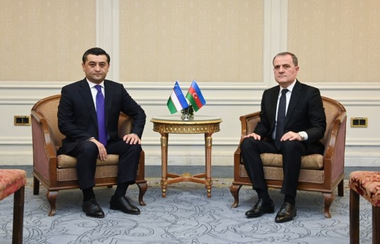 Minister of Foreign Affairs of Uzbekistan Bakhtiyor Saidov and Minister of Foreign Affairs of Azerbaijan Jeyhun Bayramov