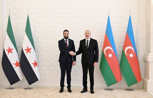 President of the Syrian Arab Republic, Ahmed Al Sharaa, President Ilham Aliyev