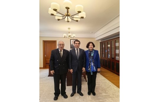 Wu Hongbo, former special representative of the Chinese government for European affairs, Hikmat Hajiyev, Assistant of the President of Azerbaijan, Chinese Ambassador to Azerbaijan Lu Mei