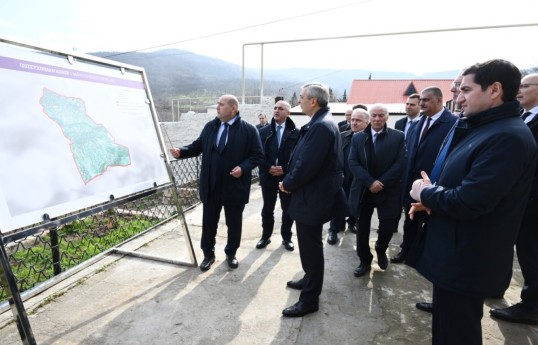Coordination Headquarters members review repair and restoration work in Guzeykhirman village of Khojavend
