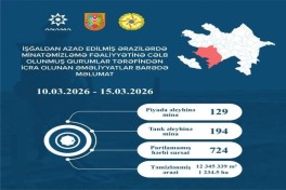 Azerbaijan's ANAMA discovers 323 more mines, 724 UXOs in liberated territories