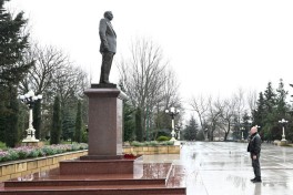 President Ilham Aliyev arrived in Shamakhi district for visit