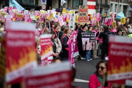 Protesters march in London to oppose the rise of political right
