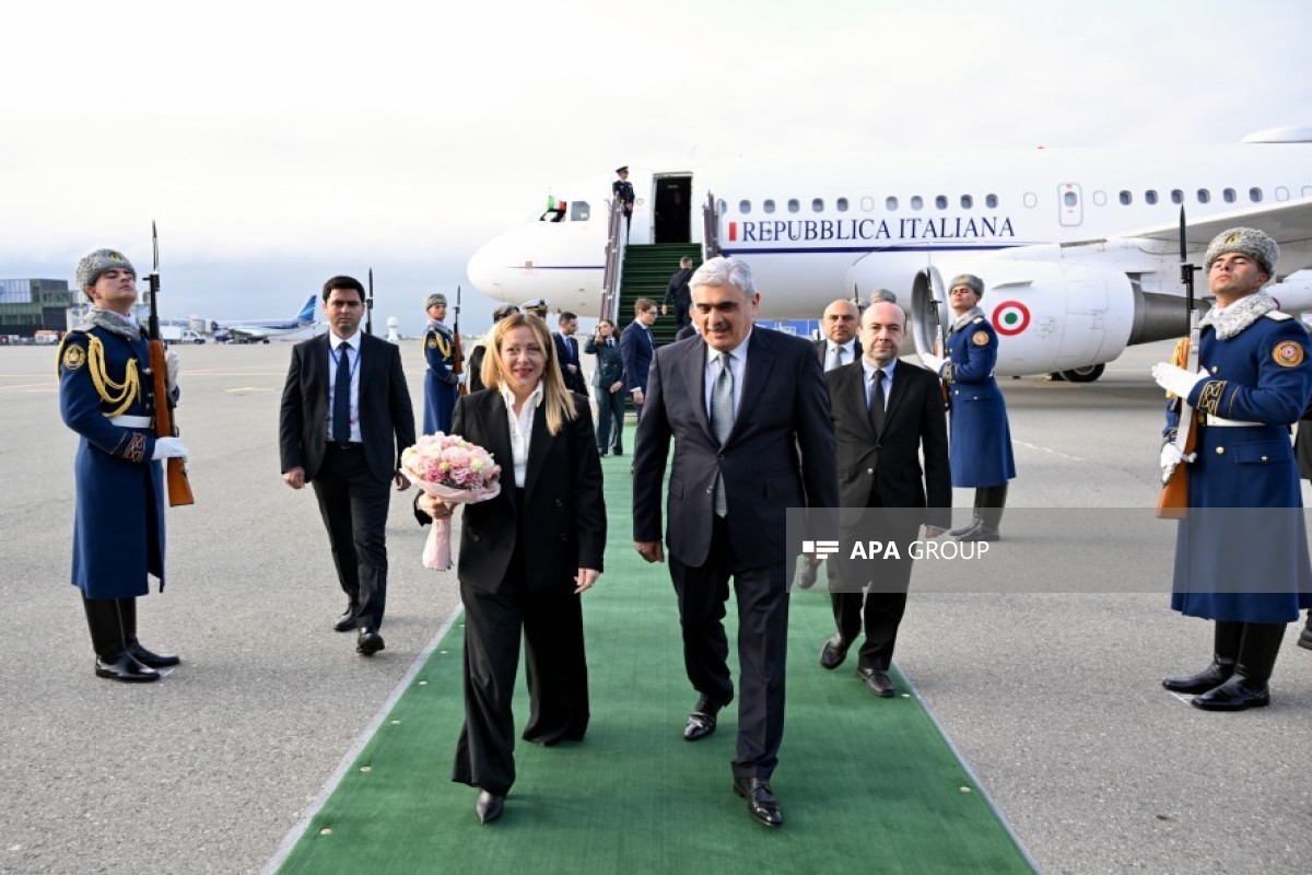 President of Council of Ministers of Italy Giorgia Meloni arrives in Azerbaijan