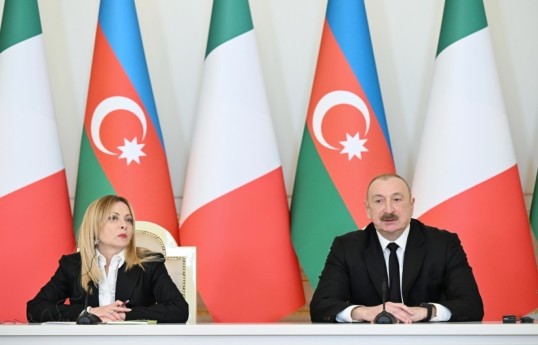 President of the Council of Ministers of the Italian Republic, Giorgia Meloni and Ilham Aliyev, President of the Republic of Azerbaijan