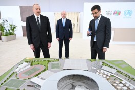 President Ilham Aliyev reviews preparations for WUF13 at Baku Olympic Stadium - PHOTO 