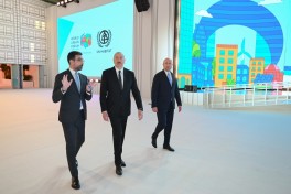 President Ilham Aliyev reviews preparations for WUF13 at Baku Olympic Stadium - PHOTO 