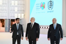 President Ilham Aliyev reviews preparations for WUF13 at Baku Olympic Stadium - PHOTO 