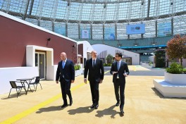 President Ilham Aliyev reviews preparations for WUF13 at Baku Olympic Stadium - PHOTO 