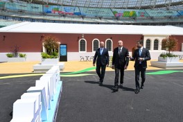 President Ilham Aliyev reviews preparations for WUF13 at Baku Olympic Stadium - PHOTO 