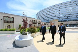 President Ilham Aliyev reviews preparations for WUF13 at Baku Olympic Stadium - PHOTO 