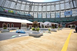 President Ilham Aliyev reviews preparations for WUF13 at Baku Olympic Stadium - PHOTO 