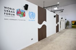 President Ilham Aliyev reviews preparations for WUF13 at Baku Olympic Stadium - PHOTO 