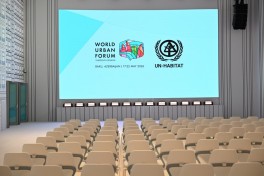 President Ilham Aliyev reviews preparations for WUF13 at Baku Olympic Stadium - PHOTO 