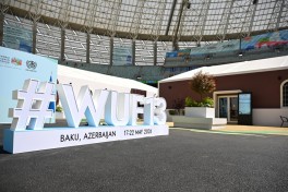 President Ilham Aliyev reviews preparations for WUF13 at Baku Olympic Stadium - PHOTO 