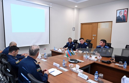Azerbaijani and Uzbek Air Forces representatives hold a meeting