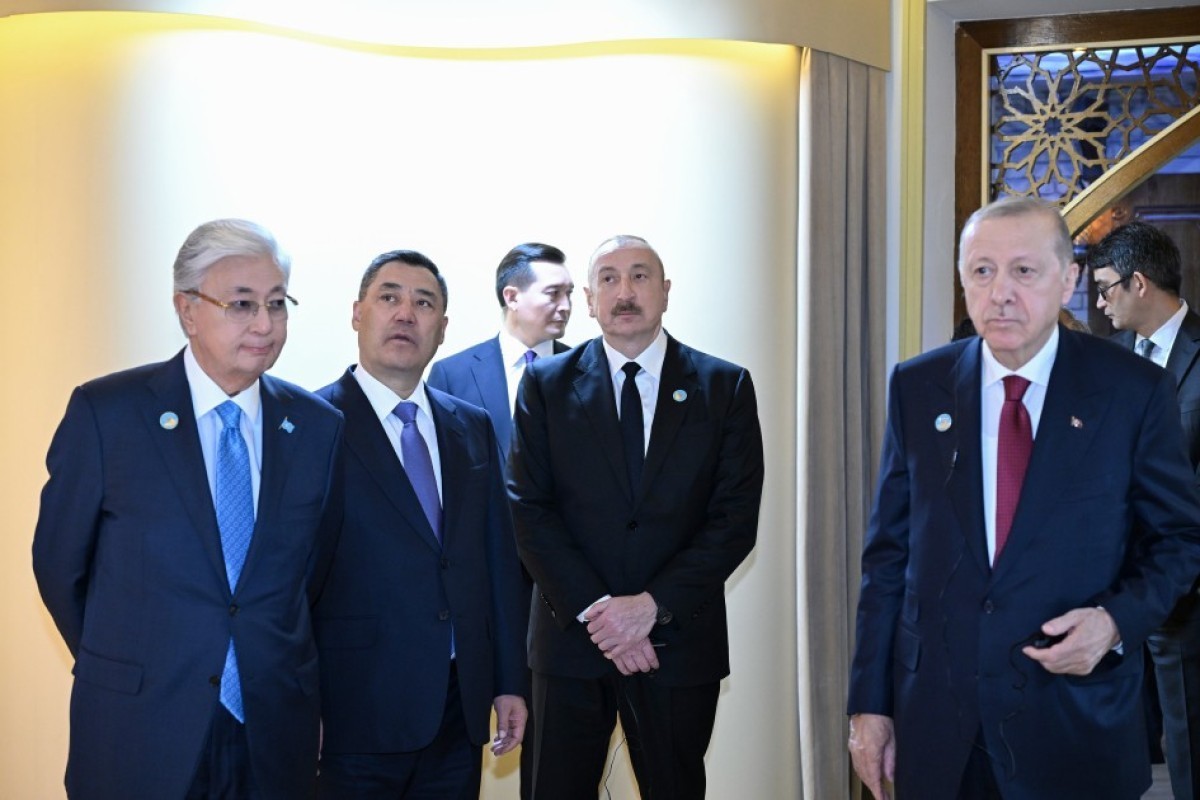 President Ilham Aliyev and other participants of OTS informal summit tour cultural sites in Turkistan