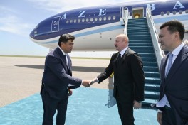 President Ilham Aliyev arrived in Kazakhstan on working visit