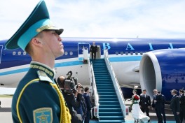 President Ilham Aliyev arrived in Kazakhstan on working visit