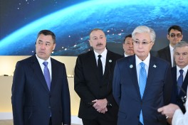 President Ilham Aliyev and other participants of OTS informal summit tour cultural sites in Turkistan