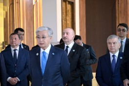 President Ilham Aliyev and other participants of OTS informal summit tour cultural sites in Turkistan