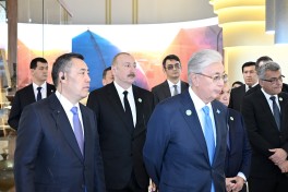 President Ilham Aliyev and other participants of OTS informal summit tour cultural sites in Turkistan