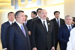 President Ilham Aliyev and other participants of OTS informal summit tour cultural sites in Turkistan
