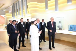 President Ilham Aliyev and other participants of OTS informal summit tour cultural sites in Turkistan