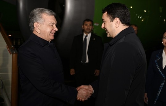 President of Uzbekistan Shavkat Mirziyoyev arrives in Azerbaijan