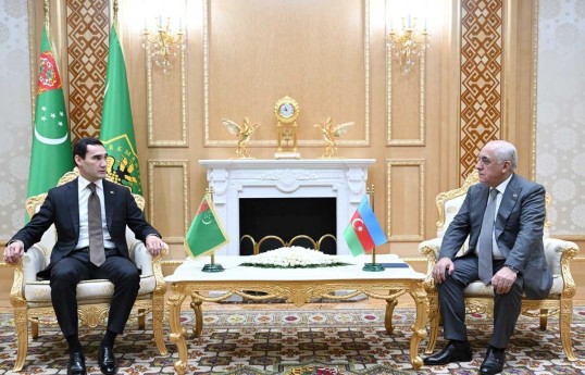 President of Turkmenistan Serdar Berdimuhamedow  and Ali Asadov, Azerbaijani Prime Minister